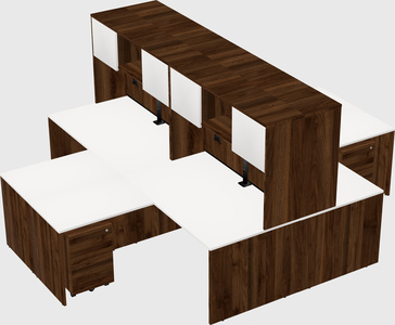 Quad l-shaped office desks