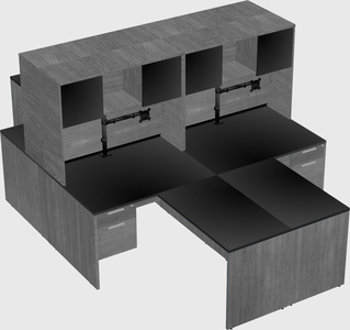 Quad l-shaped office desks