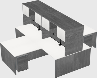 Quad l-shaped office desks
