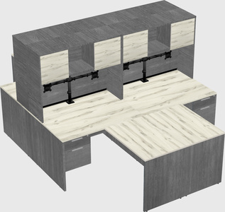Quad l-shaped office desks