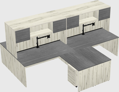 Quad l-shaped office desks