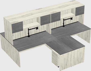 Quad l-shaped office desks