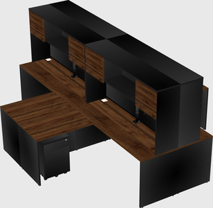 Quad l-shaped office desks