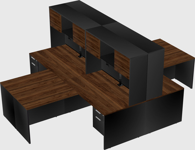 Quad l-shaped office desks