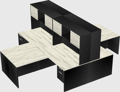 Quad l-shaped office desks