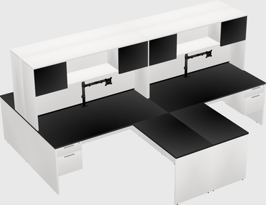 Quad l-shaped office desks