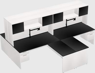 Quad l-shaped office desks