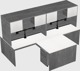Quad l-shaped office desks