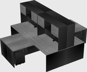 Quad l-shaped office desks