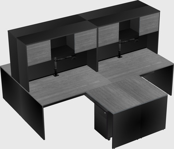Quad l-shaped office desks