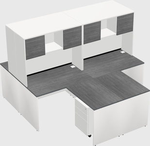 Quad l-shaped office desks
