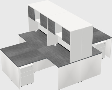 Quad l-shaped office desks