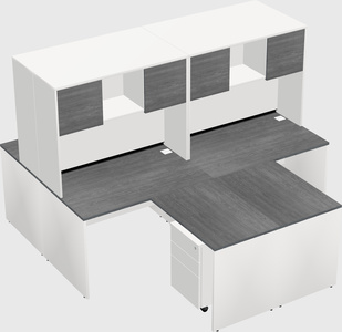 Quad l-shaped office desks