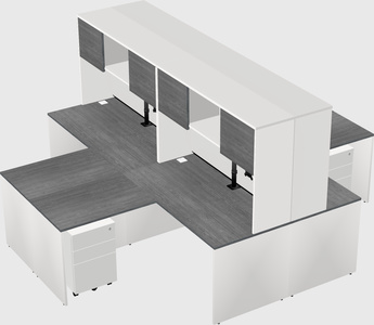 Quad l-shaped office desks
