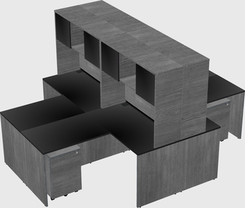 Quad l-shaped office desks