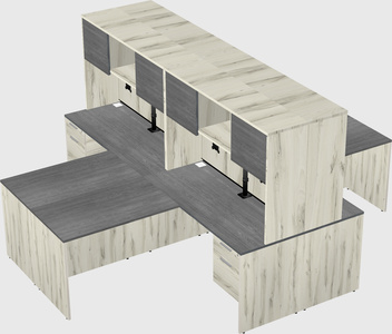 Quad l-shaped office desks
