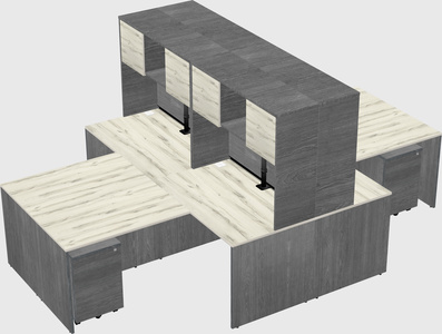 Quad l-shaped office desks