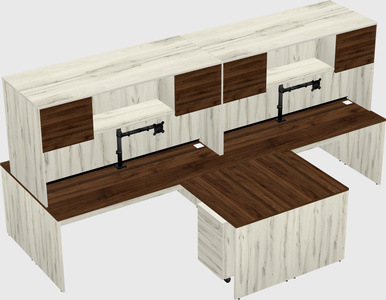 Quad l-shaped office desks