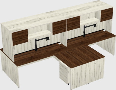 Quad l-shaped office desks