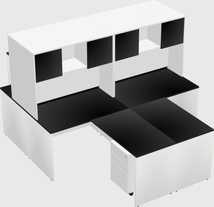 Quad l-shaped office desks