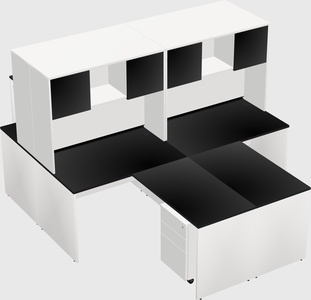 Quad l-shaped office desks