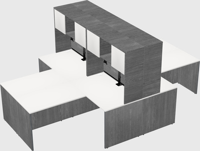 Quad l-shaped office desks