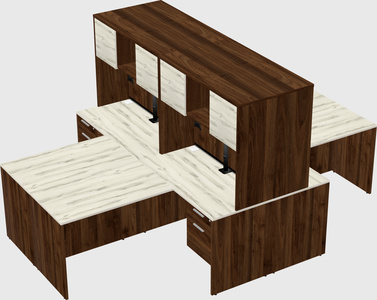 Quad l-shaped office desks