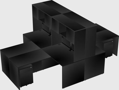 Quad l-shaped office desks