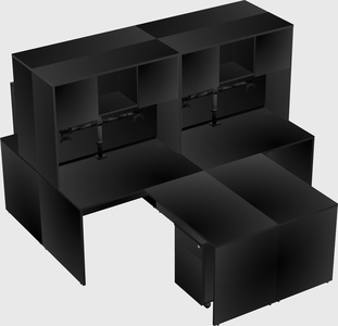 Quad l-shaped office desks