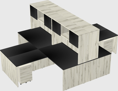 Quad l-shaped office desks