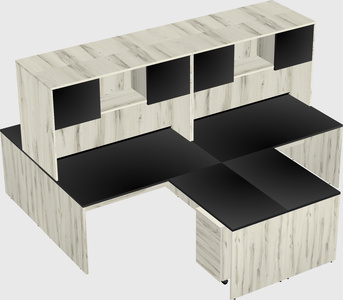 Quad l-shaped office desks