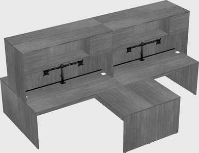 Quad l-shaped office desks