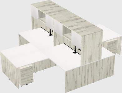 Quad l-shaped office desks