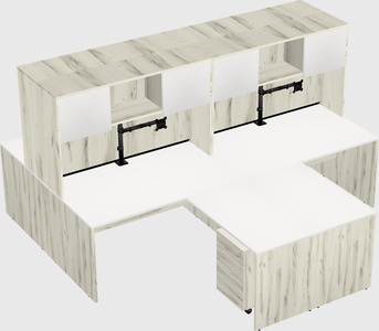 Quad l-shaped office desks