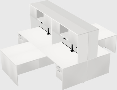 Quad l-shaped office desks