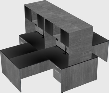 Quad l-shaped office desks