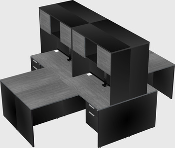 Quad l-shaped office desks