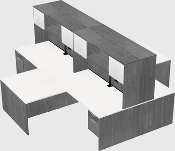 Quad l-shaped office desks