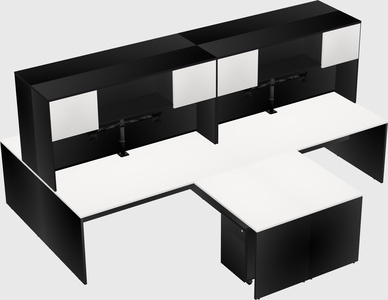 Quad l-shaped office desks