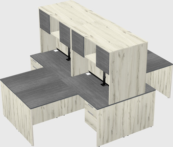Quad l-shaped office desks
