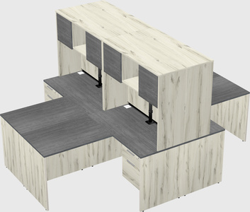 Quad l-shaped office desks