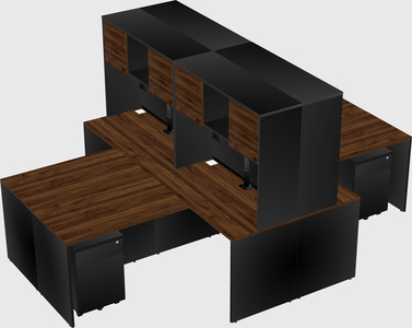 Quad l-shaped office desks