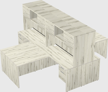 Quad l-shaped office desks