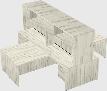 Quad l-shaped office desks