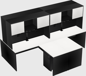 Quad l-shaped office desks