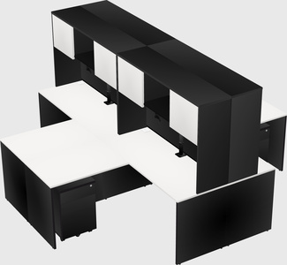 Quad l-shaped office desks
