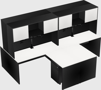 Quad l-shaped office desks