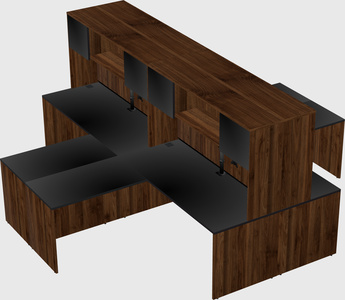 Quad l-shaped office desks