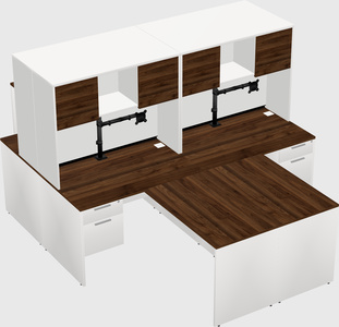 Quad l-shaped office desks
