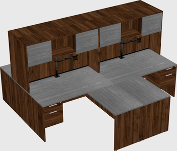Quad l-shaped office desks